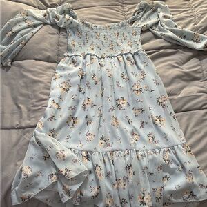 Floral Smocked Dress with Puff Sleeves